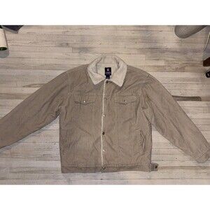 Chaps Ralph Lauren Corduroy Men’s Trucker jacket Tan Size Large Fleece Lined